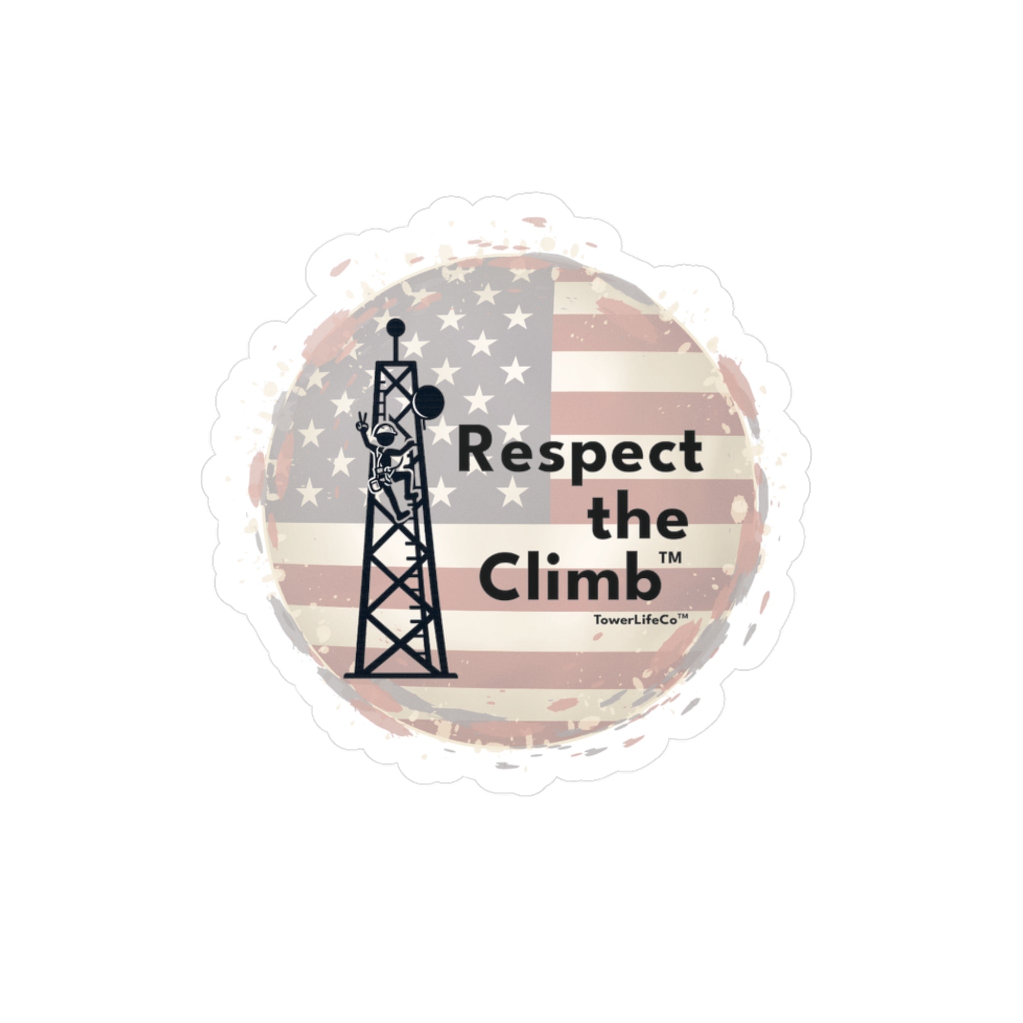 Respect the Climb™ TowerLifeCo™ Sticker- Circle Flag