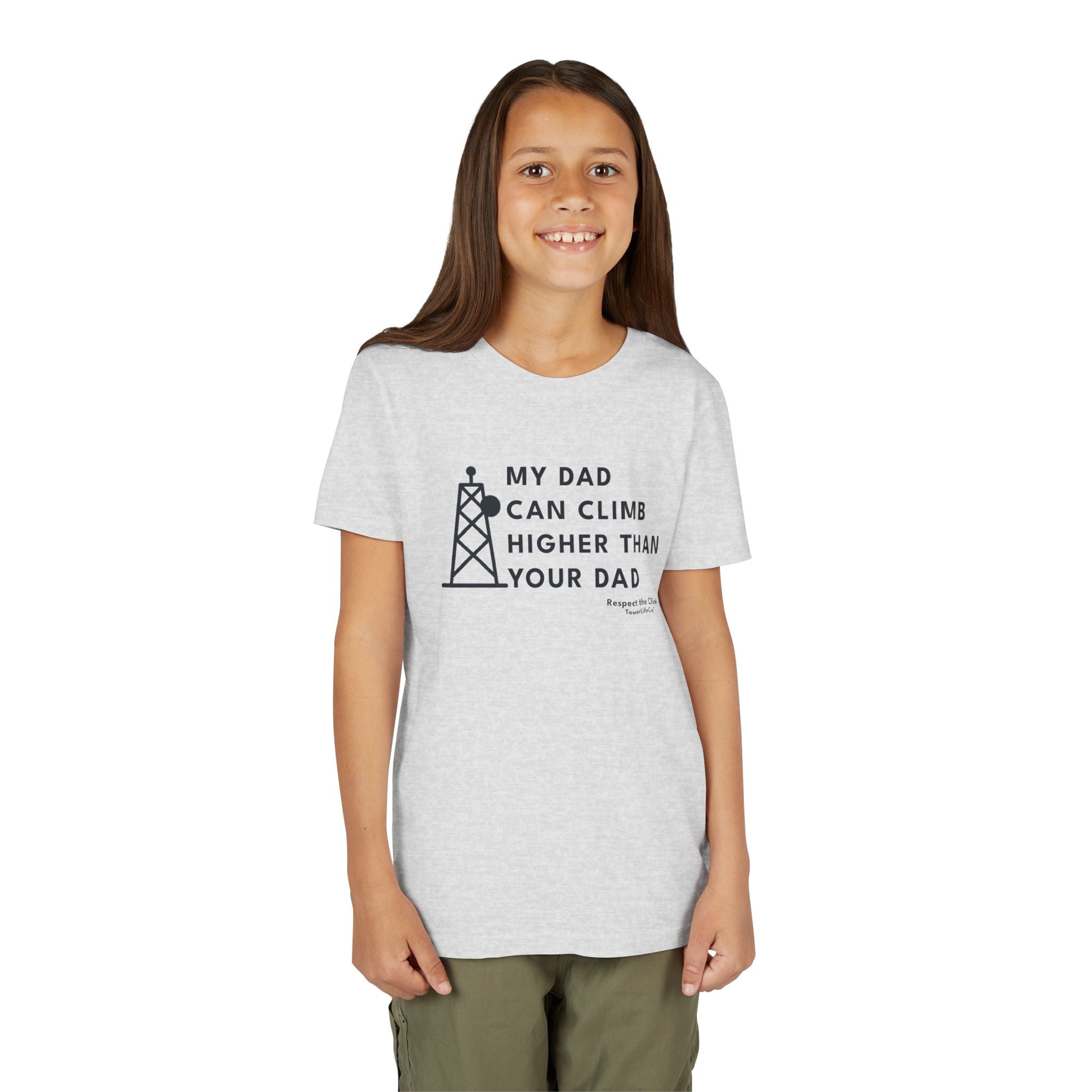 My Dad Can Climb Higher Than Your Dad – Youth Tower Climber T-Shirt by TowerLifeCo™