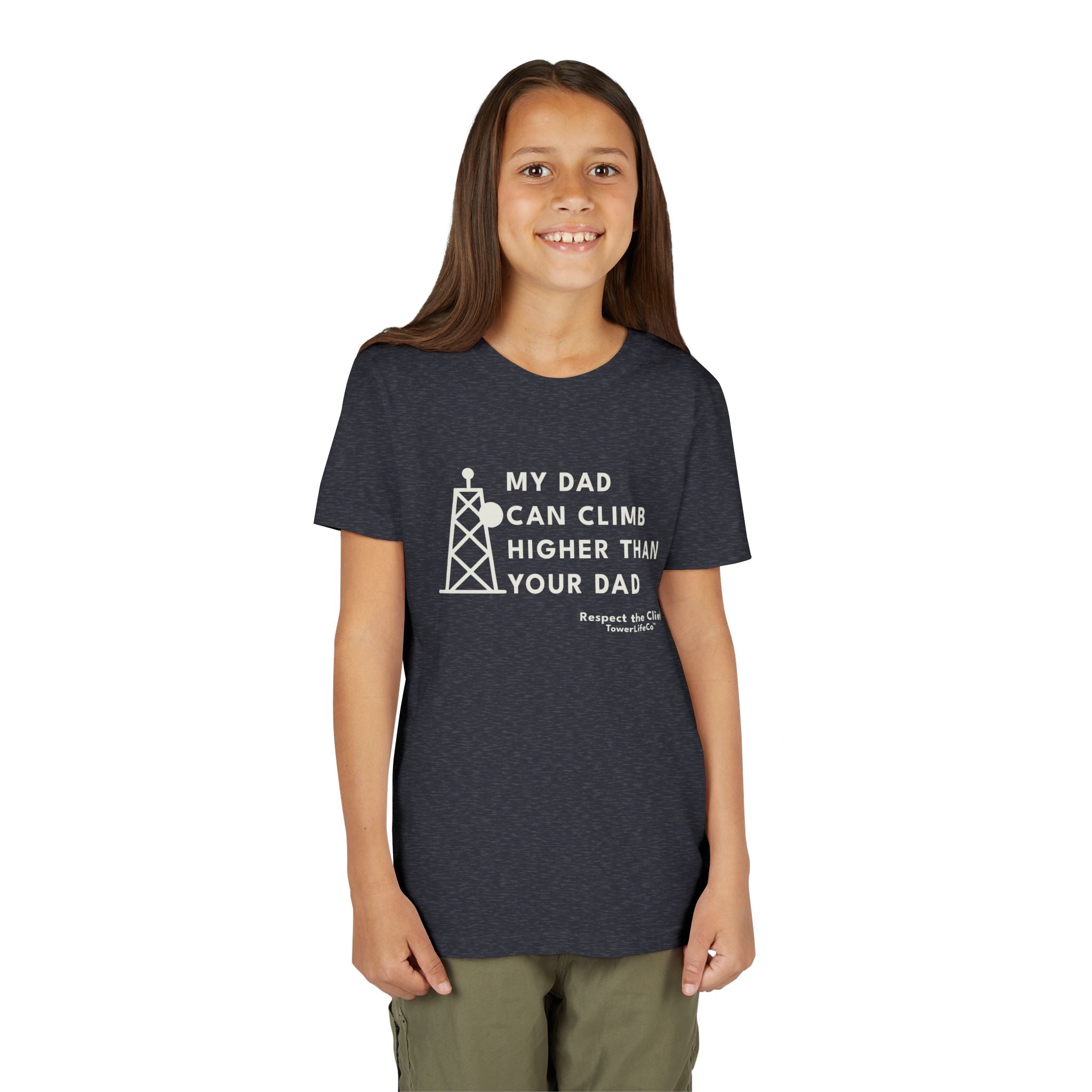 My Dad Can Climb Higher Than Your Dad – Youth Tower Climber T-Shirt by TowerLifeCo™